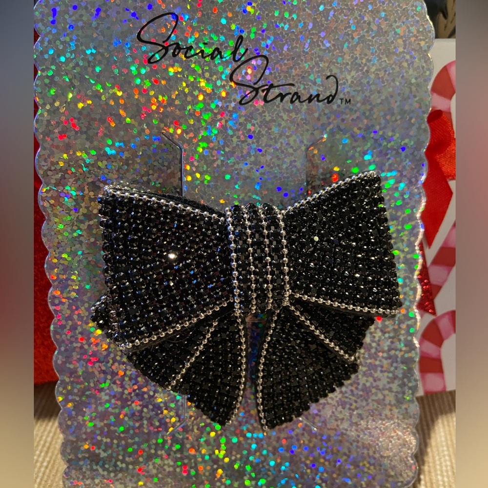 Brand New Sparkling Black and Silver Hair Bow